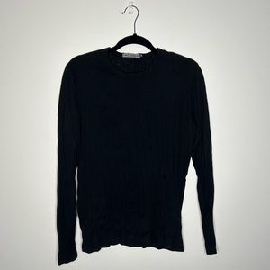 Vintage Krush Size Medium Pleated Black Long Sleeve Shirt